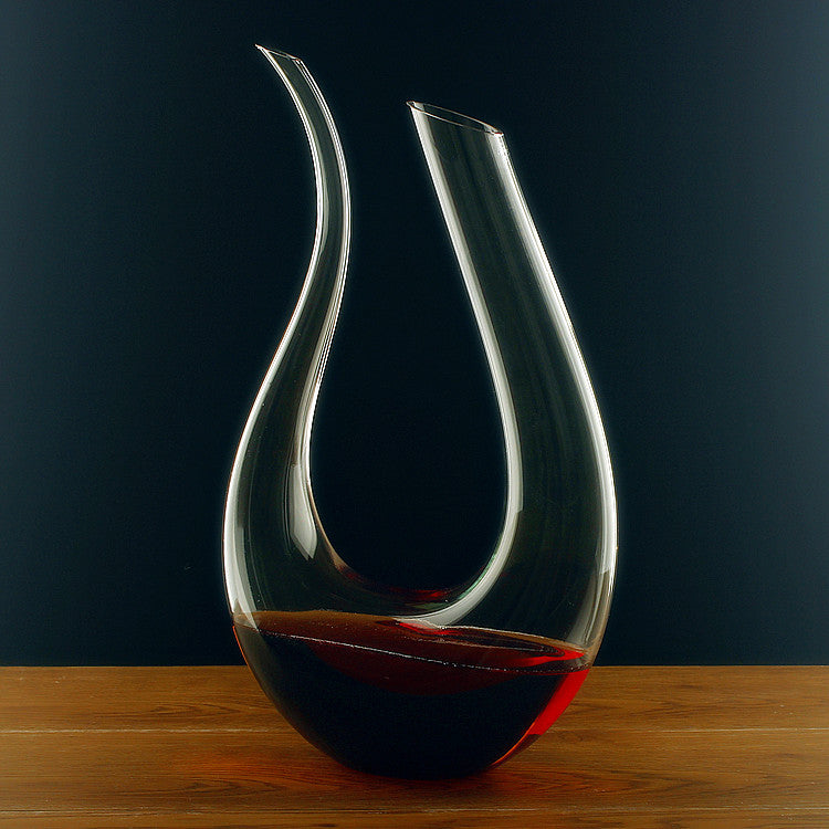 Artisan Crystal U-shaped Decanter Set with Gift Box - Includes Harp Decanter & Wine Pourer