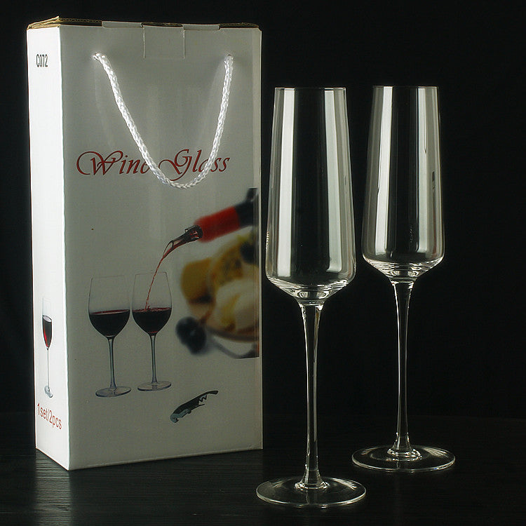 Handmade Crystal Champagne Flute & Stemmed Wine Glass 2-Piece Gift Box Set – Elegant Glassware for Sparkling Wine, Champagne & Fine Wines