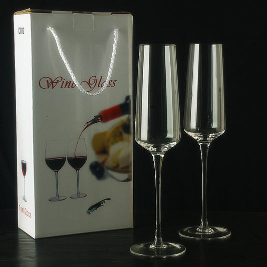 Handmade Crystal Champagne Flute & Stemmed Wine Glass 2-Piece Gift Box Set – Elegant Glassware for Sparkling Wine, Champagne & Fine Wines