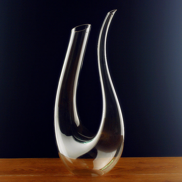 Artisan Crystal U-shaped Decanter Set with Gift Box - Includes Harp Decanter & Wine Pourer