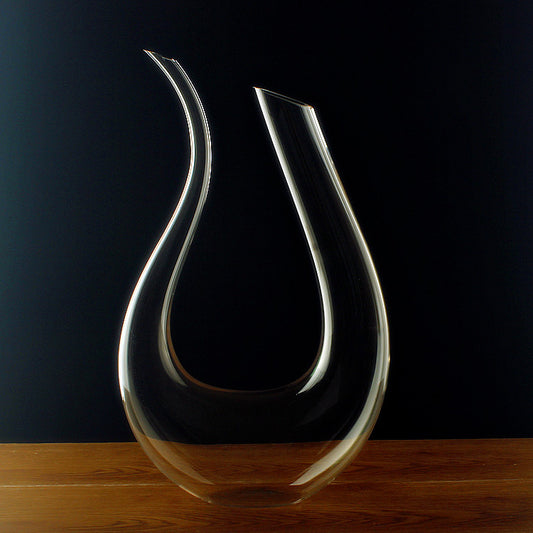 Artisan Crystal U-shaped Decanter Set with Gift Box - Includes Harp Decanter & Wine Pourer