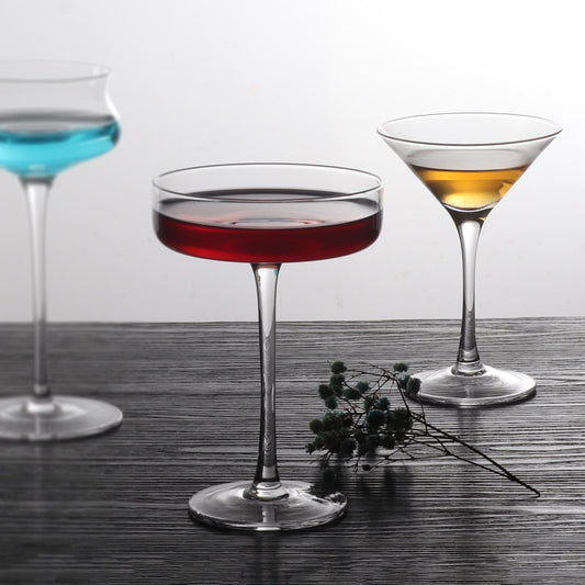 Creative Stemmed Crystal Glass Martini Cocktail & Champagne Flute – Multi-Purpose Shallow Saucer Ice Cream Bowl for Bar & Home Use